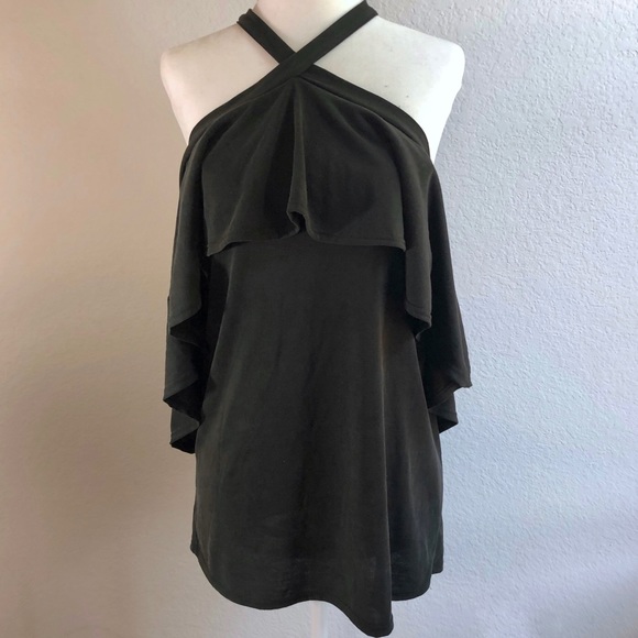 GREEN ENVELOPE Ruffled Halter‎ Top - Picture 3 of 6